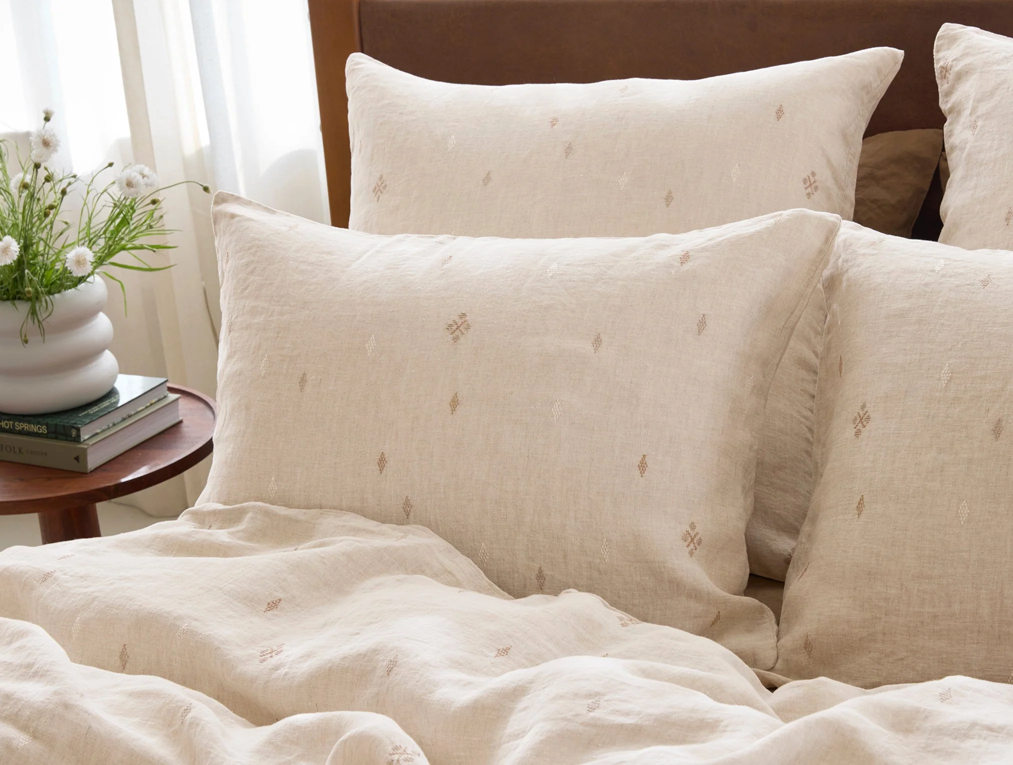 Coyuchi Cambria Embroidered Organic Linen Sham - Image 2